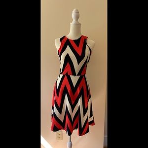 NWT Francesca’s Dress, Chevron Blue Coral, Medium